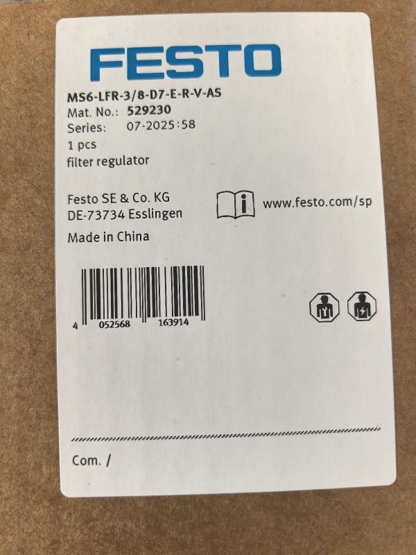 Festo pressure regulator MS6-LFR-3/8-D7-E-R-V-AS 529230 ,New and original,In stock