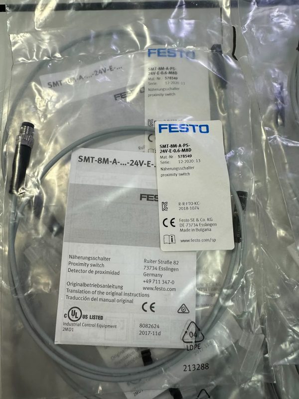 FESTO SMT-8M-A-PS-24V-E-0.6-M8D 578549 Magnetic Proximity Switch PNP 24VDC,New and original,In stock