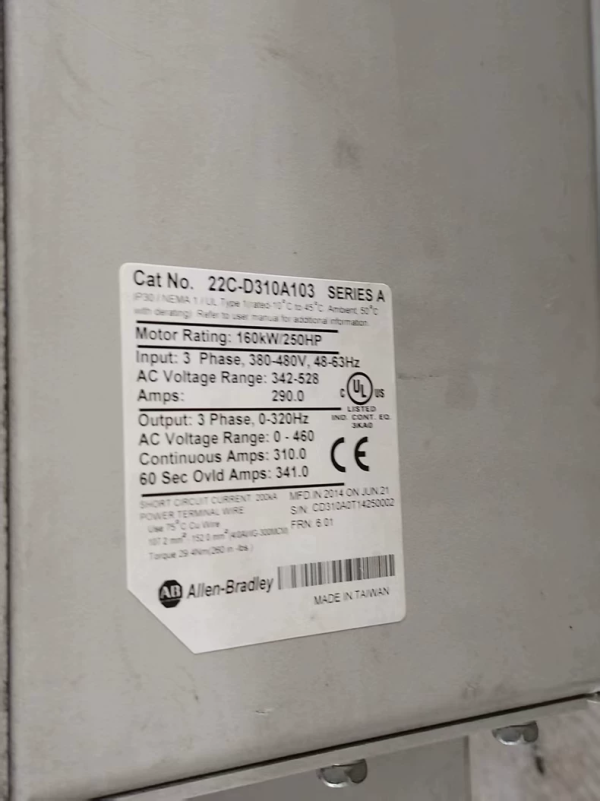 Model of Allen‑Bradley Inverter,22C-D310A103,Used one,In stock - 图片 3